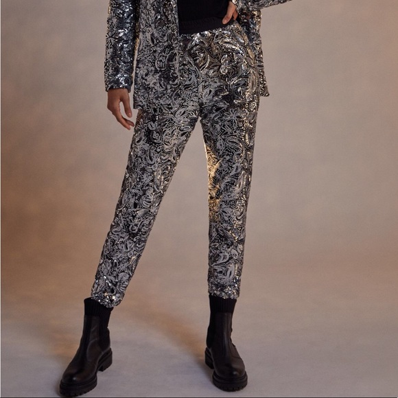 NWT Anthropologie Pascaline Sequined Trousers S - Picture 3 of 12